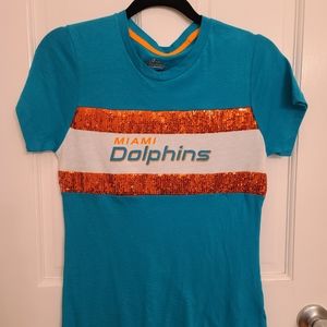 Miami Dolphins Sequined Fan T-Shirt
